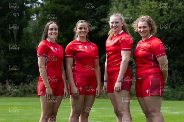 070825 - Wales Women Rugby World Cup Squad  - Left to right, sisters Nel Metcalfe and Branwen Metcalfe with Alaw Pyrs and Gwenllian Pyrs who are selected in the Wales Womens World Cup Squad