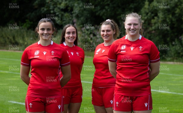070825 - Wales Women Rugby World Cup Squad  - Left to right, sisters Branwen Metcalfe and Nel Metcalfe with Gwenllian Pyrs and Alaw Pyrs who are selected in the Wales Womens World Cup Squad