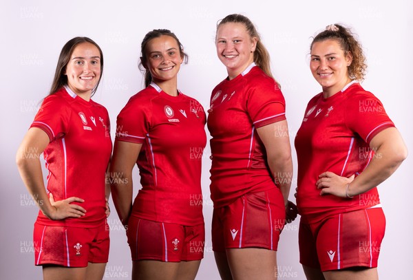 070825 - Wales Women Rugby World Cup Squad  - Left to right, sisters Nel Metcalfe and Branwen Metcalfe with Alaw Pyrs and Gwenllian Pyrs who are selected in the Wales Womens World Cup Squad