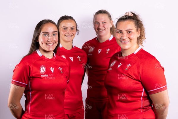 070825 - Wales Women Rugby World Cup Squad  - Left to right, sisters Nel Metcalfe and Branwen Metcalfe with Alaw Pyrs and Gwenllian Pyrs who are selected in the Wales Womens World Cup Squad