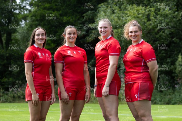 070825 - Wales Women Rugby World Cup Squad  - Left to right, sisters Nel Metcalfe and Branwen Metcalfe with Alaw Pyrs and Gwenllian Pyrs who are selected in the Wales Womens World Cup Squad