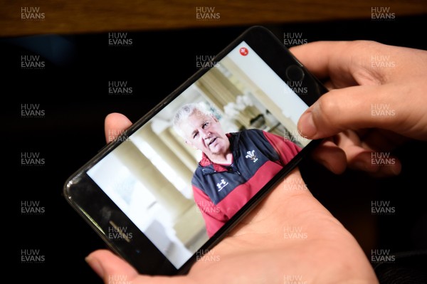 010919 - Wales Rugby World Cup Squad Announcement - Warren Gatland is seen on a phone announcing his 2019 Rugby World Cup Squad