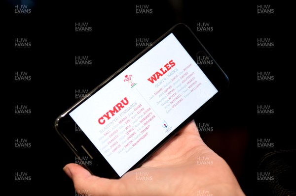 010919 - Wales Rugby World Cup Squad Announcement - Wales Rugby World Cup Squad is seen on a phone after being announced online