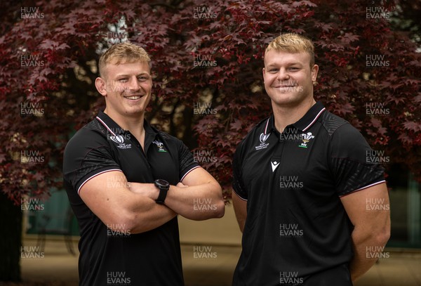 210823 - Wales Rugby World Cup Squad Announcement - Co-Captains Jac Morgan and Dewi Lake pose for a photo after the press conference