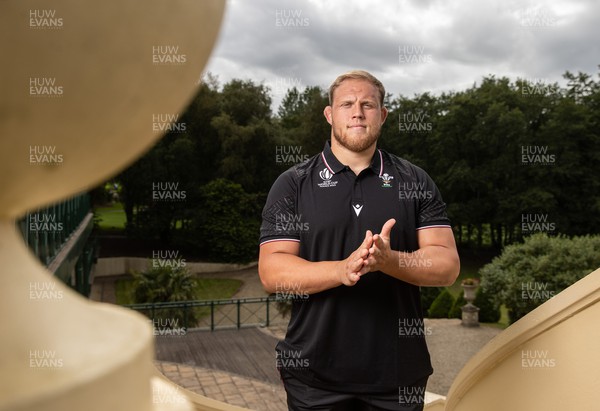 210823 - Wales Rugby World Cup Squad Announcement - Corey Domachowski poses for a photo after a press conference