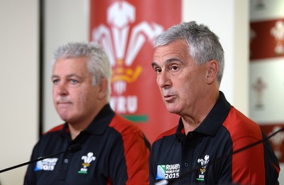 310815 - Wales Rugby World Cup Squad Announcement -WRU Chairman Gareth Davies names the Wales Rugby World Cup squad with head coach Warren Gatland