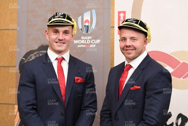 160919 - Wales Rugby World Cup Welcome Ceremony - Jonathan Davies and James Davies after receiving their Rugby World Cup cap