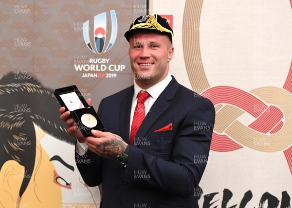 160919 - Wales Rugby World Cup Welcome Ceremony - Ross Moriarty after receiving his Rugby World Cup cap