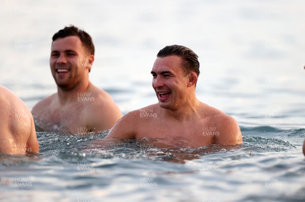 110923 - The Wales Rugby team start their time in Nice, South France with a sea recovery session - Taine Basham