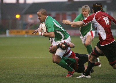 01.04.09 Wales U20 Select v Japan U20... Wales' Jamie Davies is tackled short of the line. 