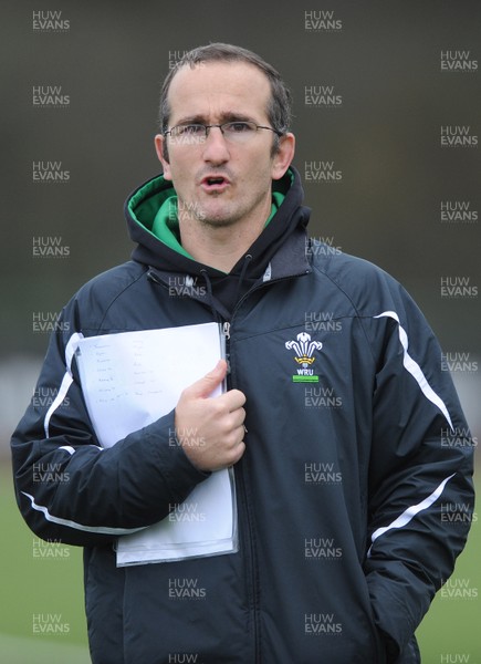 24.11.09 - Wales Sevens Rugby Training - Head coach Paul John looks on during training. 