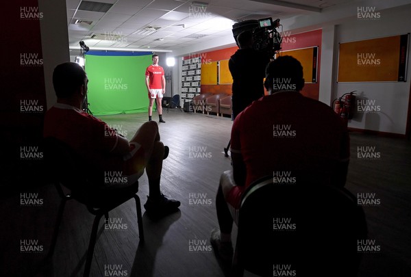 181021 - Wales Rugby Squad First Day of Camp - Adam Beard films green screen during Wales Rugby Squad first day of camp