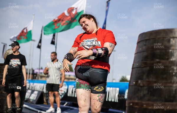 170722 - Picture shows Rebecca Roberts competing in the sunshine at this years Wales� Strongest Women competition as the country contends with an extreme red weather warning heatwave