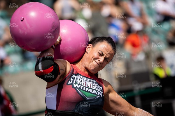 170722 - Picture shows 50 year old Claire Myler competing in the sunshine at this years Wales� Strongest Women competition as the country contends with an extreme red weather warning heatwave