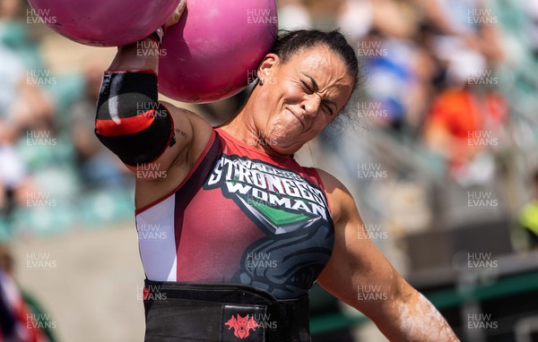 170722 - Picture shows 50 year old Claire Myler competing in the sunshine at this years Wales� Strongest Women competition as the country contends with an extreme red weather warning heatwave