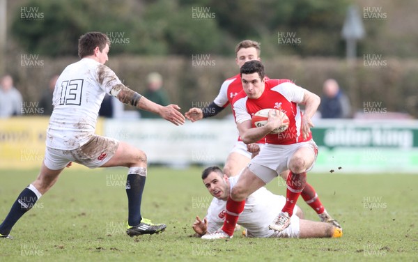 170313 - Wales Students v England Students, Clifton RFC - Wales' Steffan Jones holds off England's Alex Dancer