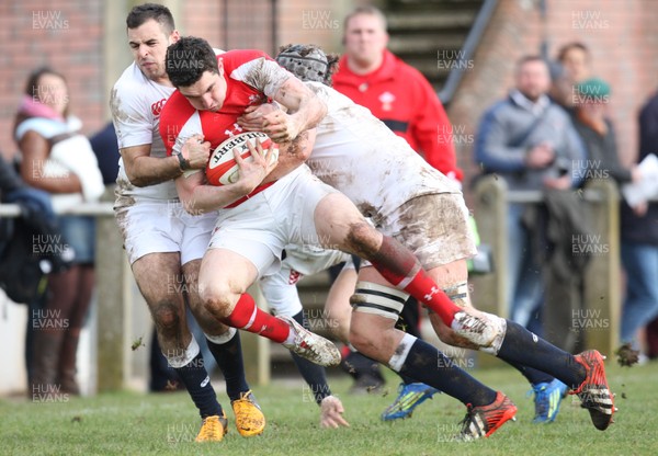 170313 - Wales Students v England Students, Clifton RFC - Wales' Steffan Jones takes on the English defence