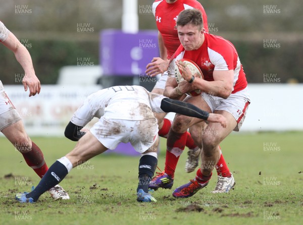 170313 - Wales Students v England Students, Clifton RFC - Wales' Will Owen takes on England's Michael Pope