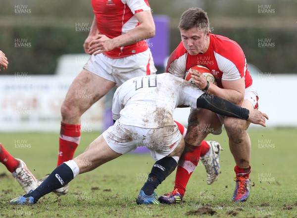 170313 - Wales Students v England Students, Clifton RFC - Wales' Will Owen takes on England's Michael Pope