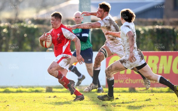 170313 - Wales Students v England Students, Clifton RFC - Wales' Jonathan Howard crosses to score try