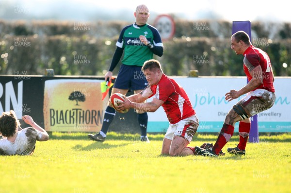 170313 - Wales Students v England Students, Clifton RFC - Wales' Jonathan Howard crosses to score try