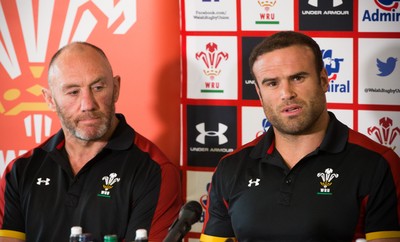 090517 - Wales Rugby Tour Squad Announcement - Wales Tour captain Jamie Roberts, with coach Robin McBryde at the announcement of the Wales Summer Tour Squad for the matches against Tonga and Samoa