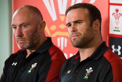 090517 - Wales Rugby Tour Squad Announcement - Wales Tour captain Jamie Roberts, with coach Robin McBryde at the announcement of the Wales Summer Tour Squad for the matches against Tonga and Samoa