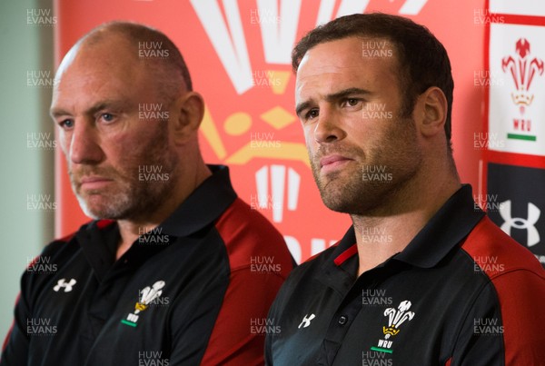 090517 - Wales Rugby Tour Squad Announcement - Wales Tour captain Jamie Roberts, with coach Robin McBryde at the announcement of the Wales Summer Tour Squad for the matches against Tonga and Samoa