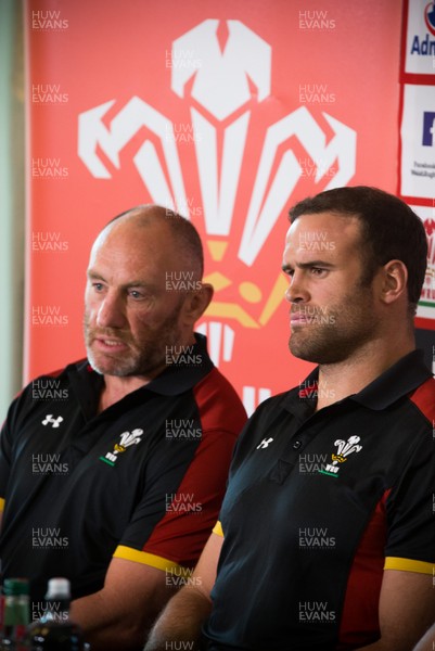 090517 - Wales Rugby Tour Squad Announcement - Wales Tour captain Jamie Roberts, with coach Robin McBryde at the announcement of the Wales Summer Tour Squad for the matches against Tonga and Samoa