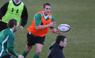 01.02.10 - Wales Rugby Training - Lee Byrne in action during training. 