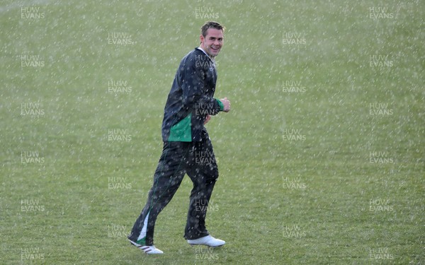 01.02.10 - Wales Rugby Training - Lee Byrne looks on during training. 