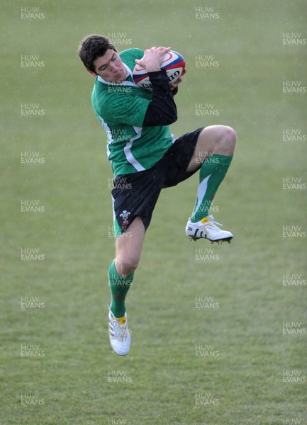 01.02.10 - Wales Rugby Training - James Hook takes high ball during training. 