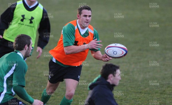 01.02.10 - Wales Rugby Training - Lee Byrne in action during training. 