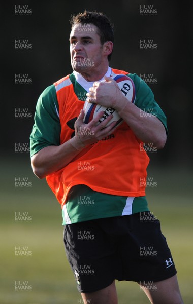 01.02.10 - Wales Rugby Training - Lee Byrne in action during training. 