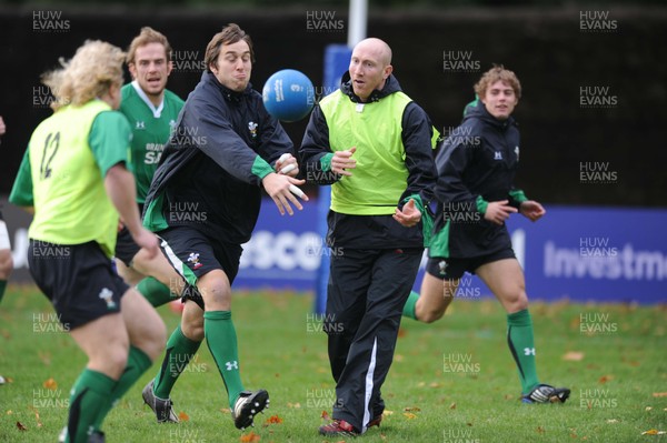 03.11.08 ... Wales Rugby Training session, Sophia Gardens, Cardiff -  Ryan Jones and Tom Shanklin during training session 