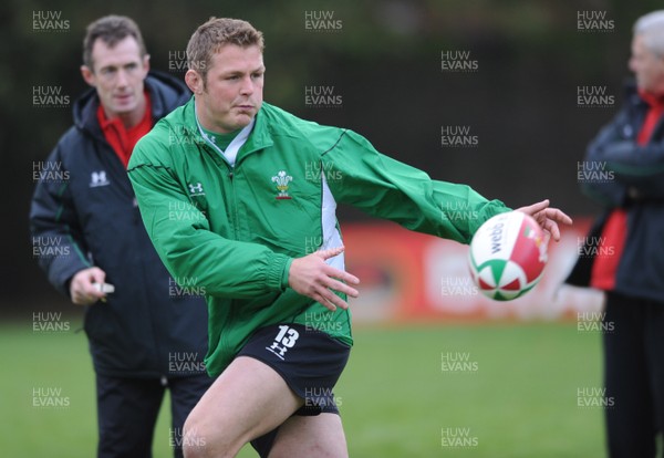 03.11.08 - Wales Rugby Training - Dafydd Jones in action during training. 