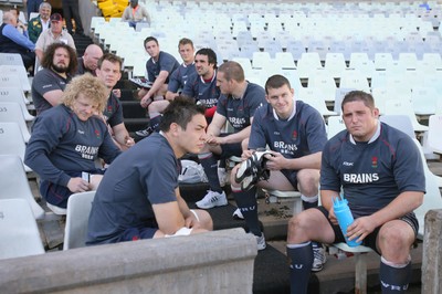 06.06.08 Wales rugby in S.Africa... Wales players at the Captains Run at  the stadium in Bloemfontein which is still being renovated. The Wales changing room was locked an unavailable.   