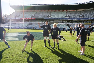 06.06.08 Wales rugby in S.Africa... Wales players limber up during the Captains Run at  the stadium in Bloemfontein.   
