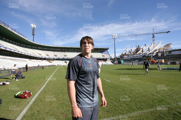 06.06.08 Wales rugby in S.Africa... Wales Ryan Jones surveys the venue  during the Captains Run at  the stadium in Bloemfontein which is still being renovated.   