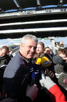 07.03.08 - Wales Rugby Training - Wales Coach, Warren Gatland talks to reporters on his arrival at Croke Park 