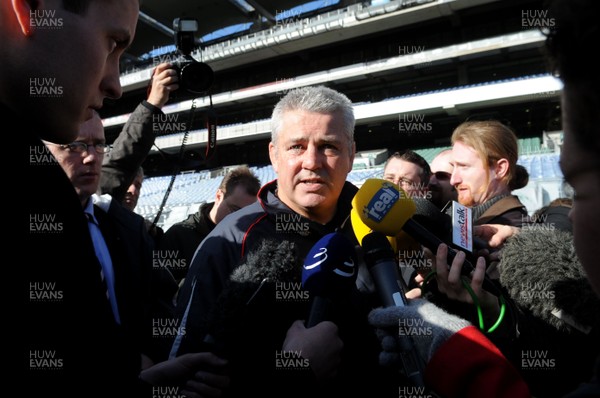 07.03.08 - Wales Rugby Training - Wales Coach, Warren Gatland talks to reporters on his arrival at Croke Park 