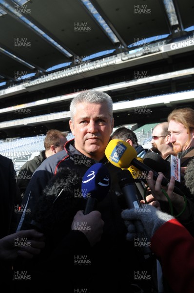 07.03.08 - Wales Rugby Training - Wales Coach, Warren Gatland talks to reporters on his arrival at Croke Park 