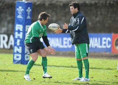 09.03.09 - Wales Rugby Training - Gavin Henson(L) and Mike Phillips in action during training. 
