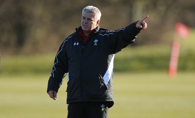 11.02.10 - Wales Rugby Training - Head coach Warren Gatland makes a point during training. 