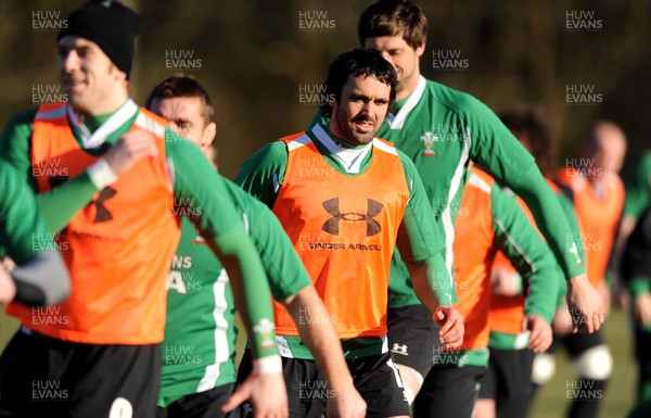 11.02.10 - Wales Rugby Training - Jonathan Thomas in action during training. 