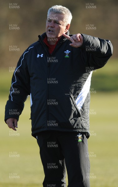 11.02.10 - Wales Rugby Training - Head coach Warren Gatland makes a point during training. 