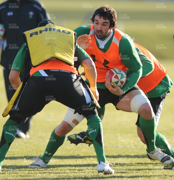 11.02.10 - Wales Rugby Training - Jonathan Thomas in action during training. 