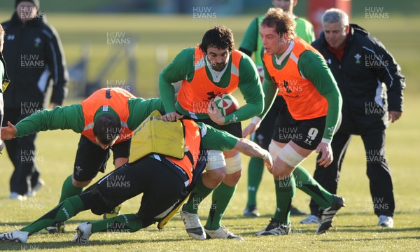 11.02.10 - Wales Rugby Training - Jonathan Thomas in action during training. 