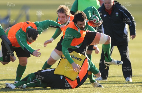 11.02.10 - Wales Rugby Training - Jonathan Thomas in action during training. 