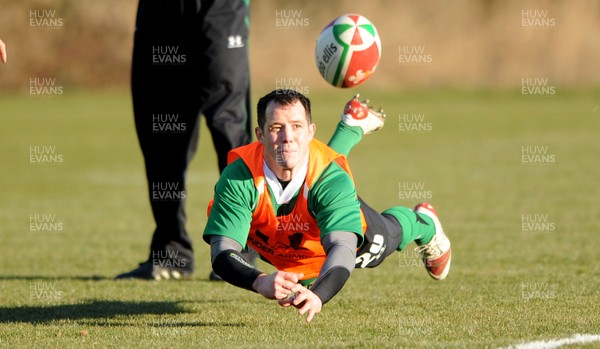 11.02.10 - Wales Rugby Training - Gareth Cooper in action during training. 